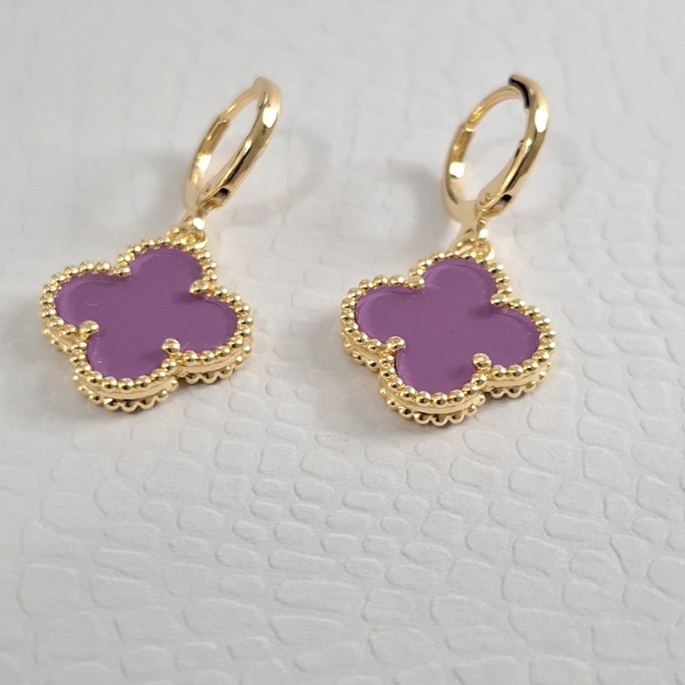 Purple Clover Earrings